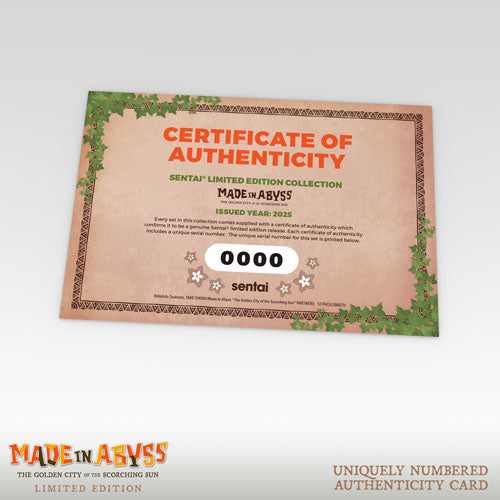 MADE IN ABYSS: The Golden City of the Scorching Sun Premium Box Set Authenticity Card