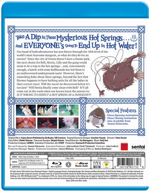 Is It Wrong to Expect a Hot Spring in a Dungeon? OVA Blu-ray Back Cover