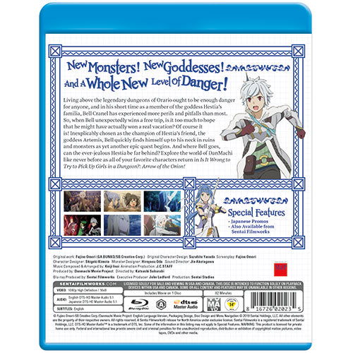 Is It Wrong to Try to Pick Up Girls in a Dungeon? Arrow of the Orion Blu-ray Back Cover