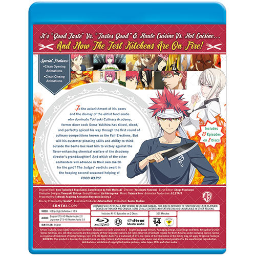 Food Wars! The Second Plate Complete Collection Blu-ray Back Cover