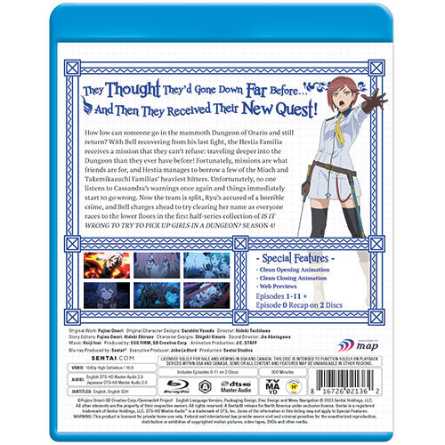 Is It Wrong to Try to Pick Up Girls in a Dungeon? IV - Part 1 Blu-ray Back Cover