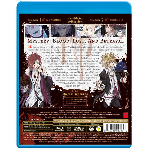Diabolik Lovers Seasons 1 & 2 Complete Collection Blu-ray Back Cover