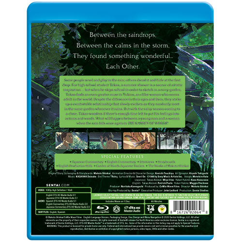 Garden of Words, The Blu-ray Back Cover