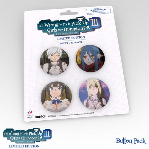 Is It Wrong to Try to Pick Up Girls in a Dungeon? III Premium Box Set Blu-ray Button Pack